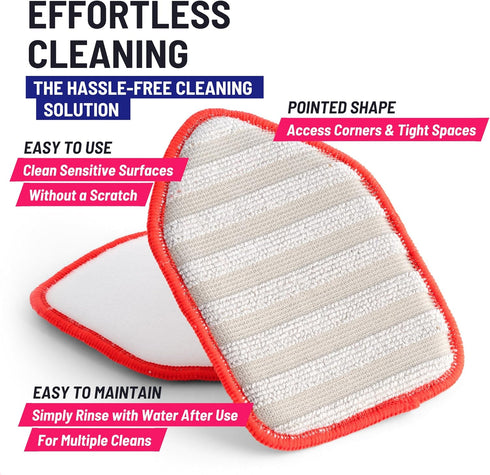 Replacement Microfiber Pad Head Scrubber Refill for Extendable Tub Tile Shower Scrubber, Non-Scratch (2X Red)