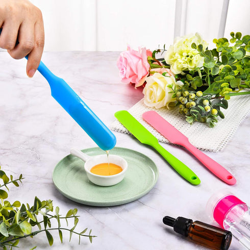 Mudder 3-Piece Non-Stick Wax Spatulas, Silicone Spatula Waxing Applicator for Home Salon Use (Pink, Blue, Green)