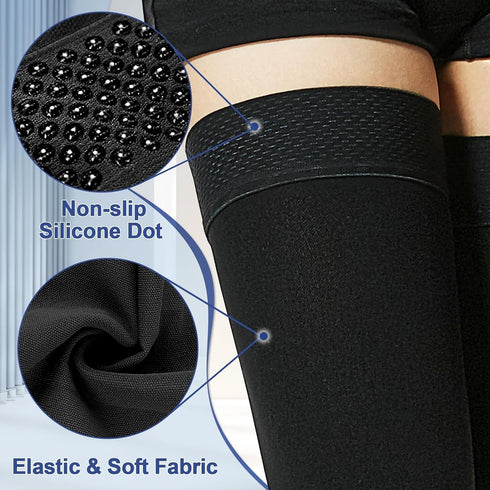 Beister 1 Pair Medical Compression Stockings, Open Toe Thigh High, 20-30 mmHg Support for Varicose Veins, Edema