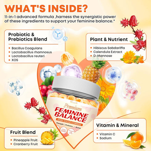 Vazatisi 120 Count Gummies Gummies | Feminine Balance for Womens | Pineapple for Women PH Balance, Healthy Odor, Yeast