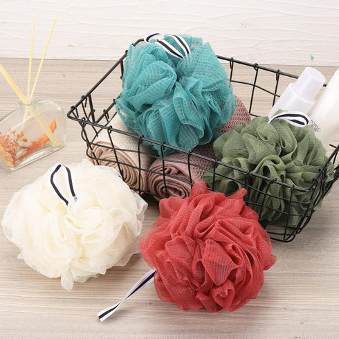 4 Pack Bath Sponge, Mesh Pouf Body Scrubber Exfoliator Loofahs - 50g Each for Bath Shower