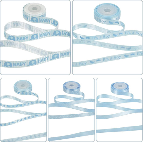 HUIHUANG Baby Blue Ribbon, 5 Yards Each, Total 50 Yards for Baby Shower Gift Wrapping and Crafts