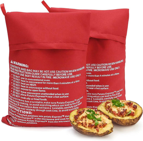 ZeriLion 2 Pack Yummy Microwave Potato Bags for Baking Potatoes - Reusable Microwave Cooker for Fast Perfectly Cooked