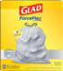 Glad ForceFlex Tall Kitchen Drawstring Garbage Bags, 13 Gallon White Trash Bag, Odor Shield, 120 Count