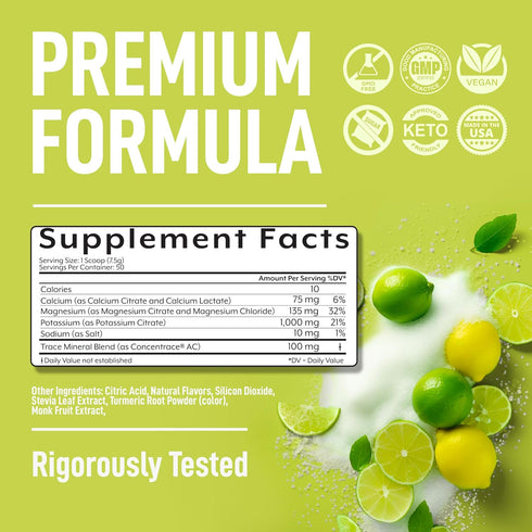 Keppi Keto Electrolytes Powder - No Sugar, Zero Carbs, Made in USA - Advanced Hydration & Recovery - Lemon Lime Flavor
