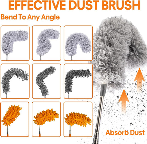 Dusters for Cleaning High Ceiling Fans, Newliton Microfiber Duster with 30-100" Long Handle for Home Use