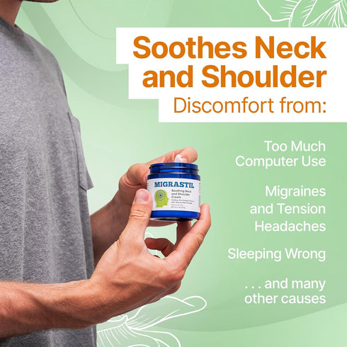 Basic Vigor Migrastil Soothing Neck & Shoulder Cream, Fast-Acting Non-Greasy Topical Cream - 4 oz.