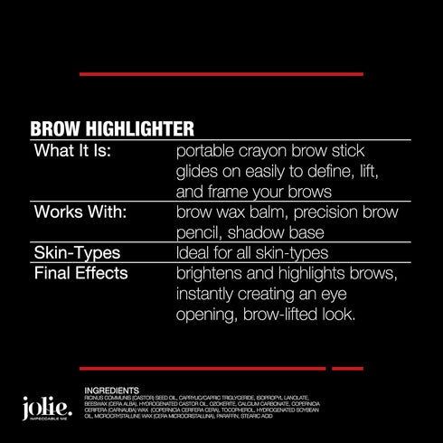 Jolie Eyebrow Perfecting Brightener & Highlighter, Creamy Self Sharpening Crayon Stick, Satin Finish, Matte Beige
