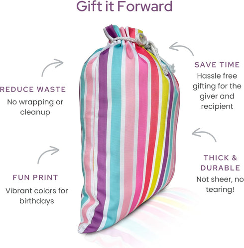 Gather & Knot Drawstring Gift Bags, 20" Large 12" Small Premium Canvas, Reusable Fabric Wrap for Birthdays, Baby Shower