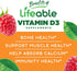 Lifeable Vitamin D3 10000 IU - Great Tasting Gummy Supplement for Strong Bones, 90 Gummies