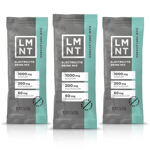 LMNT Zero Sugar Electrolytes - Raw Unflavored Salt Drink Mix, 30-Count
