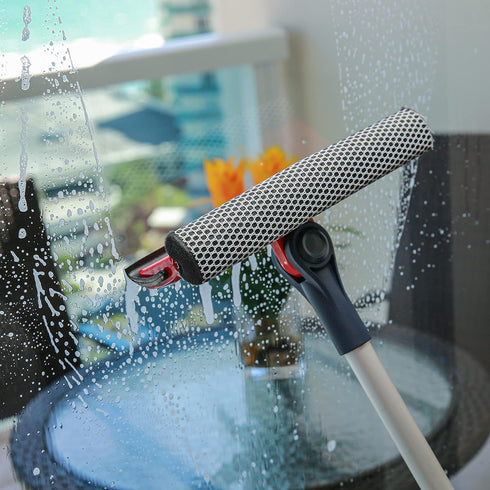 DSV Standard Professional Window Squeegee | 2-in-1 Window Cleaner Sponge with Telescopic Extension Pole 20" - 30"