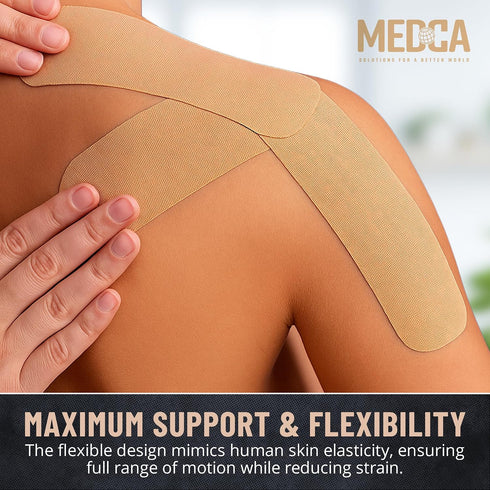 Pack 3 (2 Inch 16 5cm 5m) Kinesiology Tape Rolls - of x Ft / x - Latex-Free, Breathable Cotton - Strong Adhesive