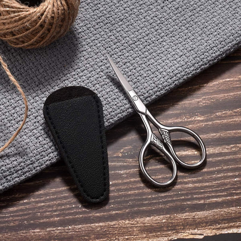 Small Precision Scissors, 3.5inch Stainless Steel Multi-Purpose Grooming Kit for Facial Hair, Eyebrow, Beard