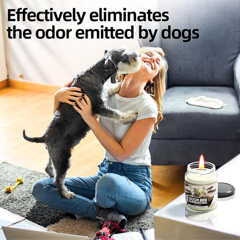 MicCai 99% Set Vanilla Bean Odor Eliminating Candles for Home Scented, Eliminates of Pet, Smoke, Food and Other Smell