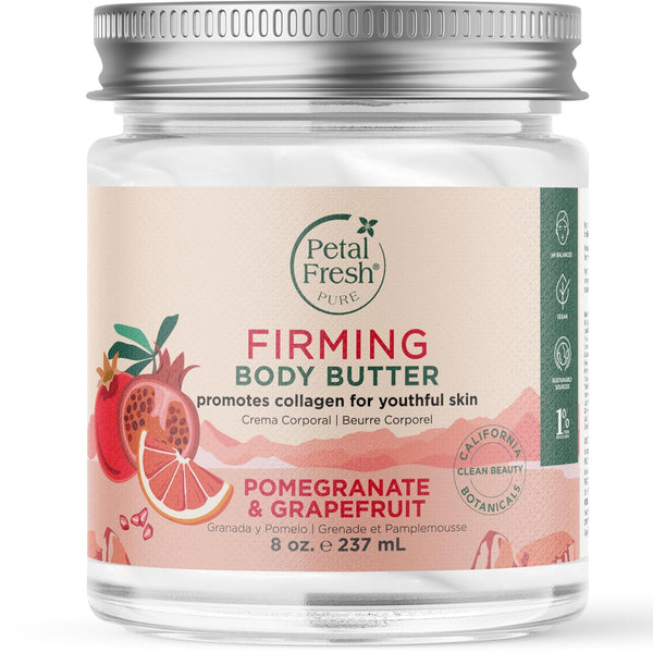 Petal Fresh Pure Firming Pomegranate & Grapefruit Body Butter, 8 oz, Natural Ingredients, Vegan