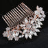 Rose Gold Clear Crystal Bridal Wedding Hair Comb, Headpiece Hair Pins