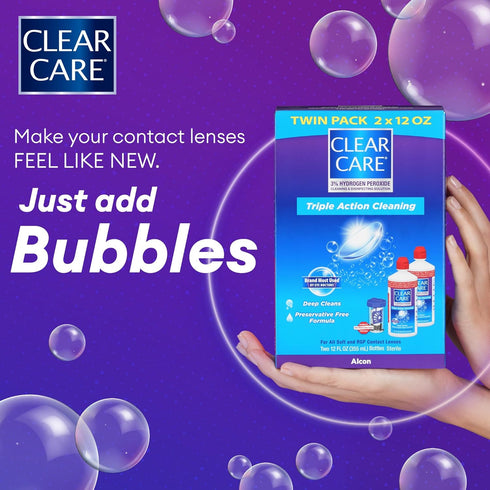 Clear Care Cleaning & Disinfecting Solution with Lens Case, Twin Pack, 12 Fl Oz