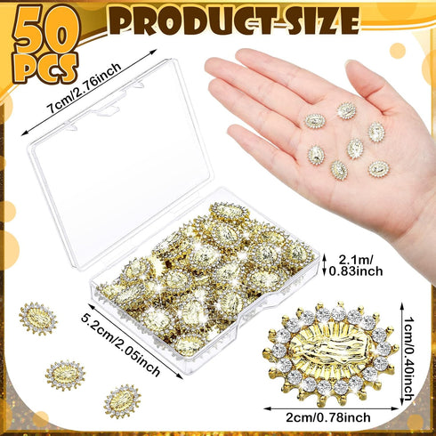 Lounsweer 50 Pcs Halloween 3D San Judas Nail Charm, Mini Virgin Mary Nail Gems Shiny Zircon Alloy Jesus Art Charms.