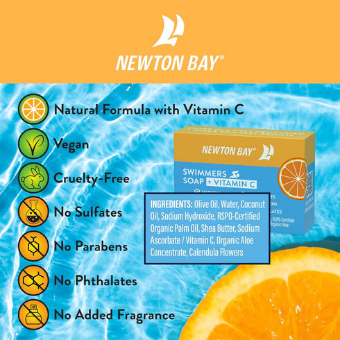 Swimmers Soap + Vitamin C - All Natural Body and Face Wash Soap Bar, Neutralizes Chlorine After Swimming