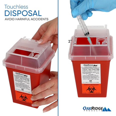 Oakridge Products Sharps Container for Home Use, 1 Quart, Biohazard Needle Disposal