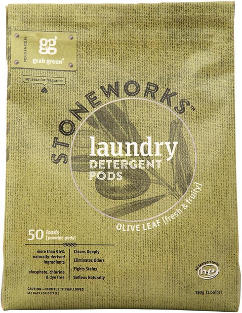 Grab Green Stoneworks Laundry Detergent Pods, Olive Leaf, 50 Count (Pack of 1)