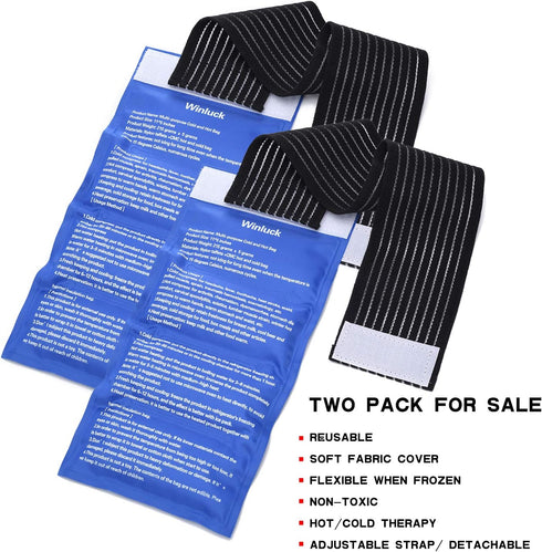 Gel Ice Cold Packs - Soft Reusable Cold/Hot Compress (2-Piece Set) for Joint and Muscle Pain Relief