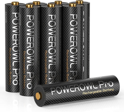 POWEROWL Goldtop Rechargeable AAA Batteries PRO, High Capacity 1100mAh, Premium NiMH Triple A Battery, 8 Count