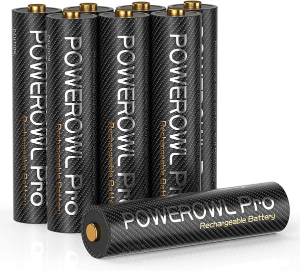 POWEROWL Goldtop Rechargeable AAA Batteries PRO, High Capacity 1100mAh, Premium NiMH Triple A Battery, 8 Count