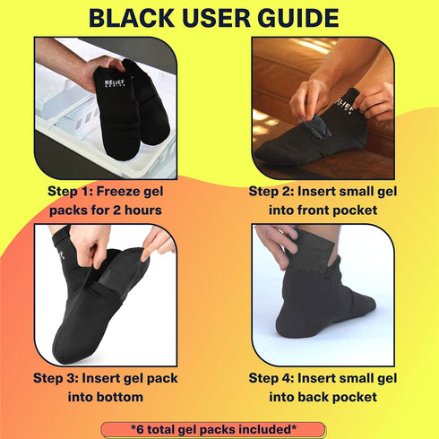 Packs Relief Genius Cold Therapy Socks with Reusable Gel ice - Achieve Relief from Sprains, Muscle Pain, Bruises