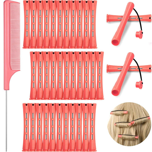 WILLBOND 36 Pieces Cold Wave Rod Hair Perm Rods with Steel Rat Tail Comb for Hairdressing