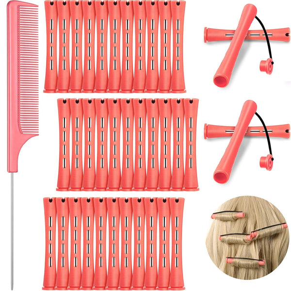 WILLBOND 36 Pieces Cold Wave Rod Hair Perm Rods with Steel Rat Tail Comb for Hairdressing