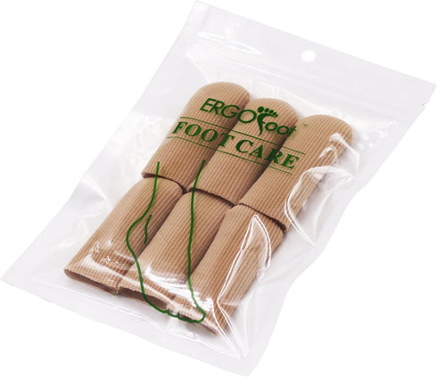 ERGOfoot 6 Pack Toe Caps - Close Finger Toe Sleeve Tubes Gel Rubbing Tube to Prevent Bunions, Hammertoes
