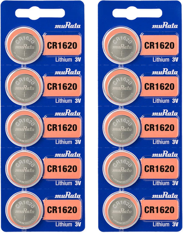 Murata CR1620 Battery DL1620 ECR1620 3V Lithium Coin Cell, 10 Batteries