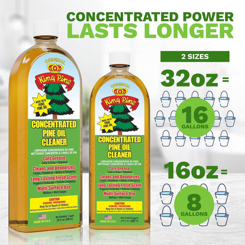 King Pine 32 Oz Concentrated Pine Oil Multi-Surface Cleaner Industrial Strength, Gold, Fl
