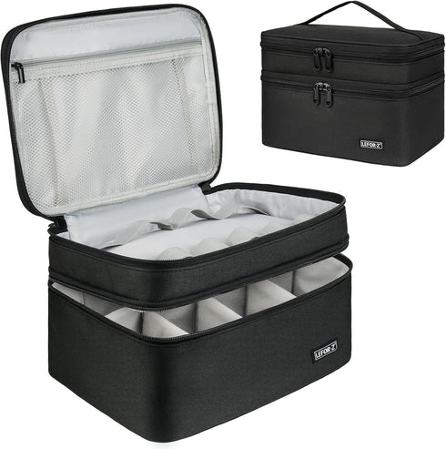 LEFORZ Medicine Storage Bag,Double Layers Pill Bottle Organizer Bag Empty with Lockable Zipper&Adjustable