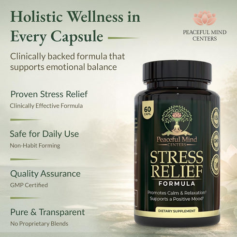 Peaceful Mind Centers clarity-60-count Stress Relief Formula - Natural Ashwagandha Capsules GMO Free - unflavoured