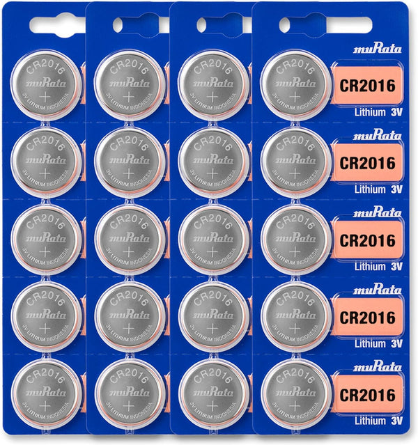 Murata CR2016 Battery DL2016 ECR2016 3V Lithium Coin Cell (20 Batteries)
