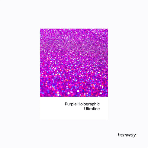 Hemway Premium Ultra Sparkle Purple Holographic Glitter - Multi Purpose Metallic Flake for Arts Crafts Nails Cosmetics