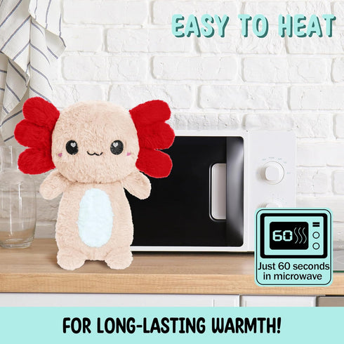 Axolotl Microwavable Unscented 1.5 lbs Heating Pad, Cute Soft Cozy Pillow Plush Heatable Warm Stuffed Animal, Kawaii