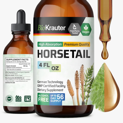 BIO KRAUTER Horsetail Supplement for Hair, Skin & Nails - Vegan &