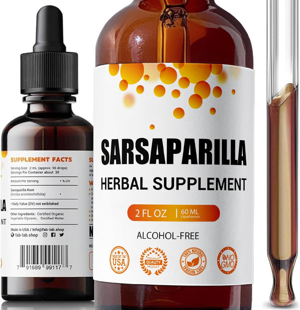 FabLab Sarsaparilla Root Tincture - Herbal Supplement for Detox and Immune Support