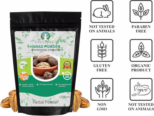 Haritaki Powder 200 Gm - Ayurvedic Herb for Detoxification & Rejuvenation - Non-GMO, Gluten Free