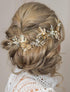 Kercisbeauty Vintage Gold Flower Leaf Headband, Rhinestones Pearl Hair Vine Bridal Tiara for Women