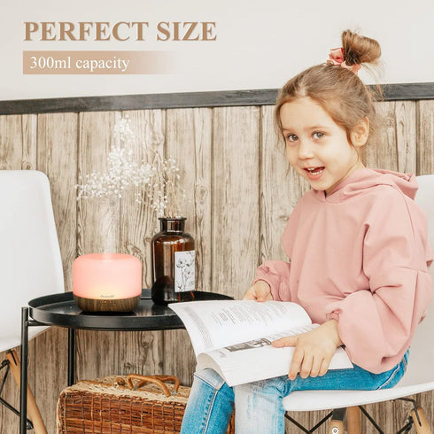 Aromatherapy Essential Oil Diffuser for Room, 300ml Cool Mist Humidifier with Colorful Lights, Auto Off for Home Bedroom