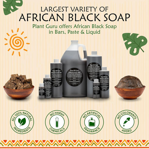 Raw African Black Soap Bar 8 oz., 100% Pure Natural from Ghana, Acne Treatment, Great for Skin