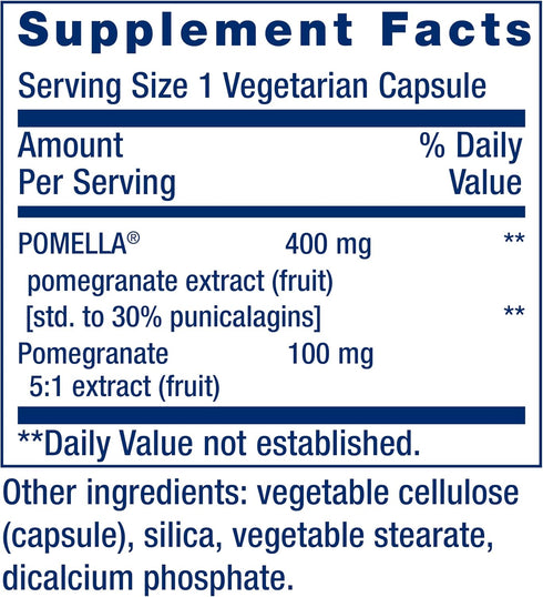 Life Extension Pomegranate Fruit Extract, 500 mg, Antioxidant Polyphenols for Cardiovascular Health, Superfood, Gluten