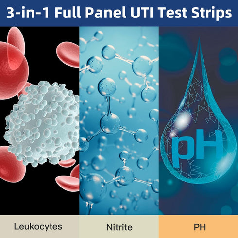 Sooenben 3-in-1 50ct UTI Test Strips, Full Panel Urinary Tract Infection Test Kit at Home for Women Men Kids