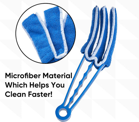 Superio 2 Pack Blue Window Blinds Cleaner with Microfiber Sleeve, Fan Blade Duster Tool, Air Duct Cleaning Tools