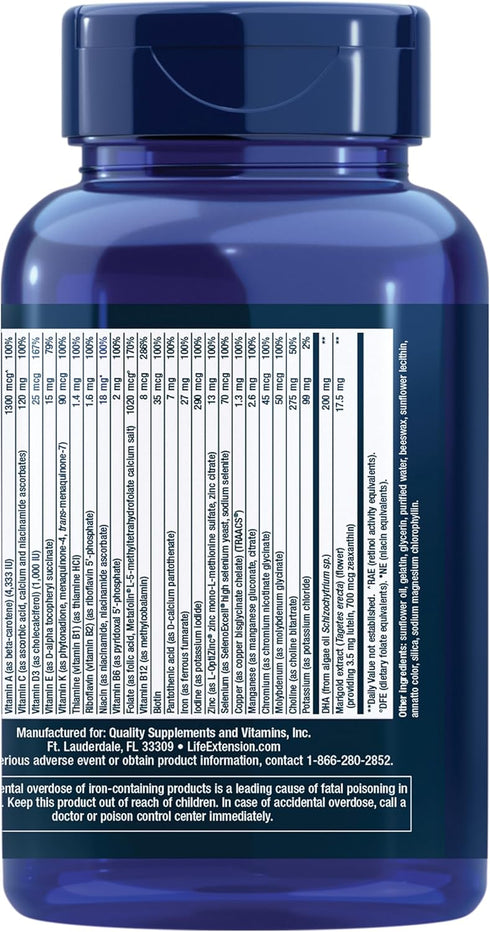 Life Extension Prenatal Advantage Supplement – Comprehensive Prenatal Vitamin for Pregnant Women, 120 Softgels